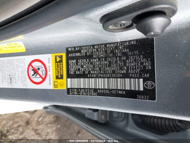 Toyota CAMRY LE 2016 4T4BF1FKXGR536304 Image 9