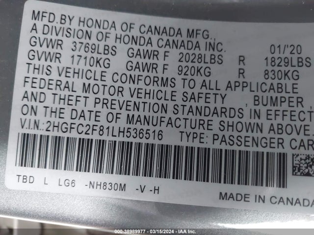 Honda Civic Sport 2020 2HGFC2F81LH536516 Image 9