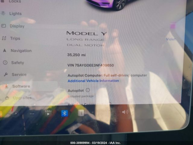 7SAYGDEE3NF409650 Tesla Model Y Long Range Dual Motor All-wheel Drive