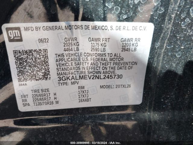3GKALMEV2NL245730 GMC Terrain Fwd Sle