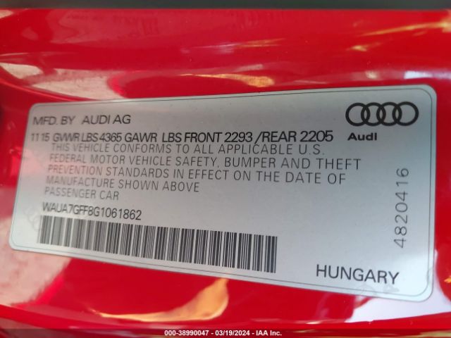 WAUA7GFF8G1061862 Audi A3 1.8t Premium