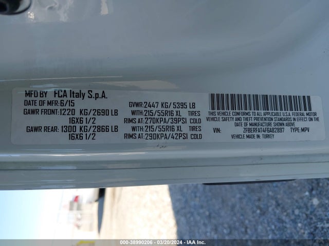RAM Promaster City Tradesman 2015 ZFBERFAT4F6A82897 Image 9