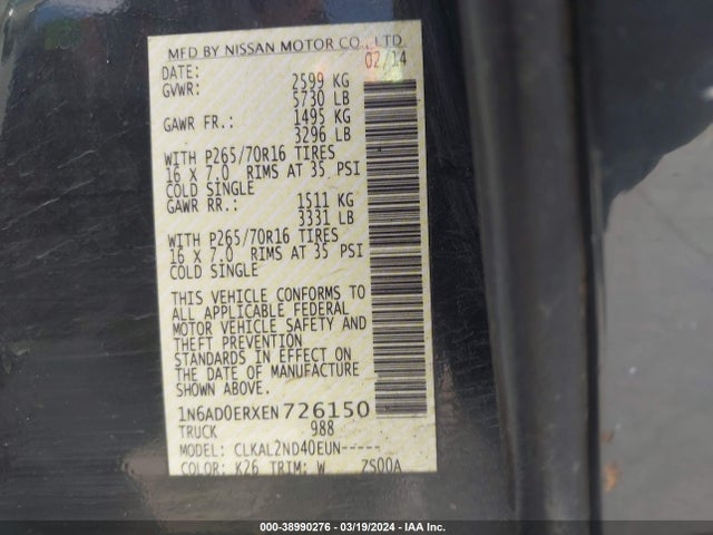 Nissan Frontier Sv 2014 1N6AD0ERXEN726150 Image 9
