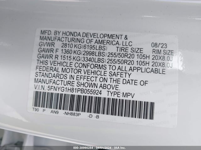 Honda Pilot Awd Elite 2023 5FNYG1H81PB055924 Image 9