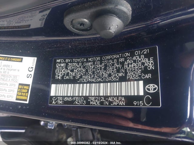 Toyota COROLLA LE 2021 JTDEPMAE6MJ169362 Image 9