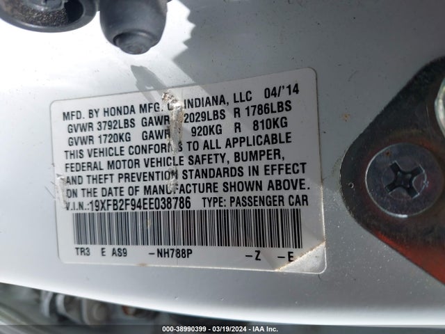 Honda Civic Ex-l 2014 19XFB2F94EE038786 Image 9