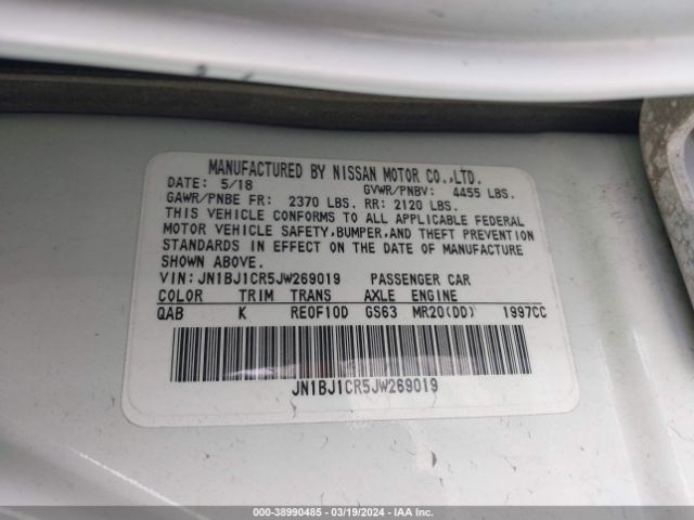 JN1BJ1CR5JW269019 Nissan Rogue Sport Sv