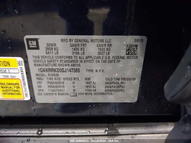 GMC Acadia Slt-1 2016 1GKKRRKD0GJ147365 Image 9