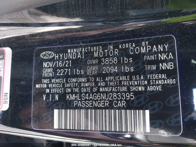 Hyundai ELANTRA SEL 2022 KMHLS4AG6NU283395 Image 9