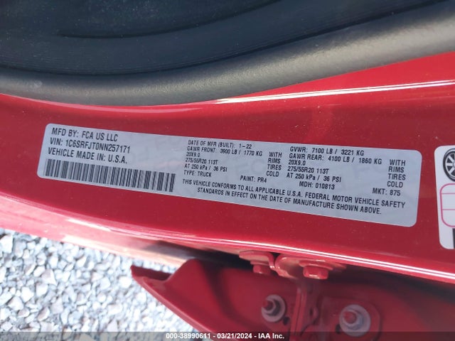 RAM 1500 Laramie  4x4 5'7 Box 2022 1C6SRFJT0NN257171 Image 9