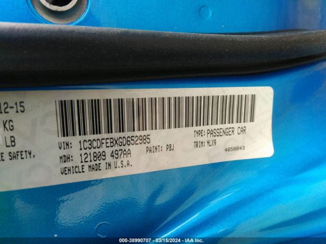 1C3CDFEBXGD652985 Dodge DART GT