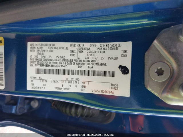 Ford RANGER XL 2019 1FTER4EH3KLB01570 Image 9