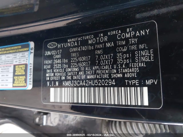 Hyundai Tucson Se Plus 2017 KM8J3CA42HU520294 Image 9