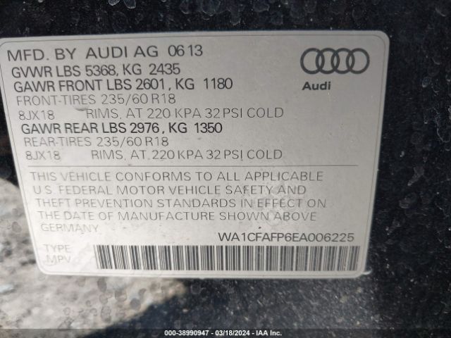 WA1CFAFP6EA006225 Audi Q5 2.0t Premium