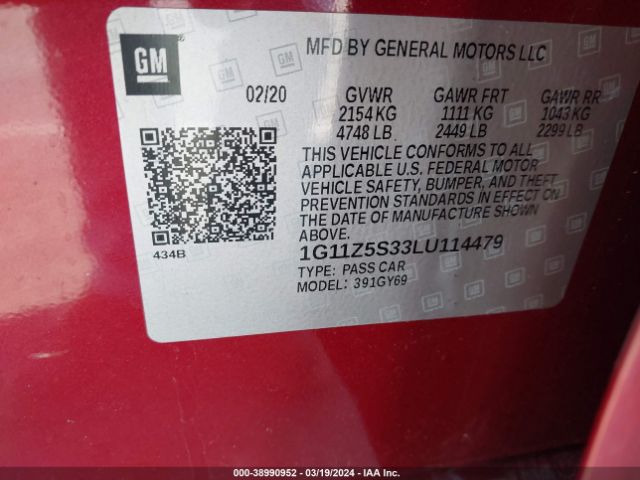 1G11Z5S33LU114479 Chevrolet Impala Fwd Lt