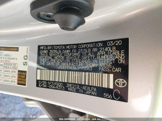 Toyota COROLLA LE 2020 JTDEPRAE5LJ115563 Image 9