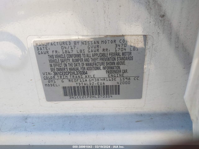 Nissan Versa Note Sv 2017 3N1CE2CP2HL370354 Image 9
