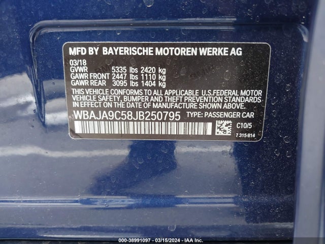 WBAJA9C58JB250795 BMW 530e Iperformance