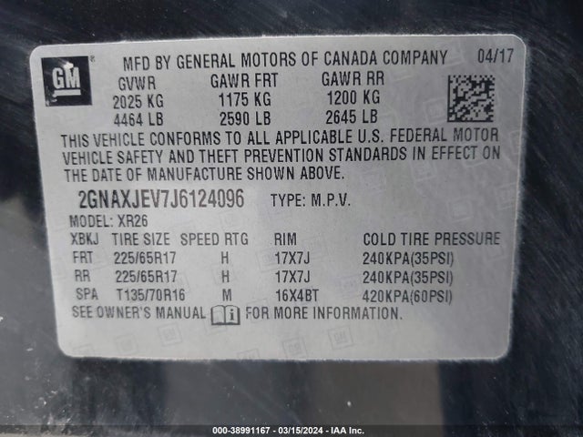 Chevrolet EQUINOX LT 2018 2GNAXJEV7J6124096 Image 9
