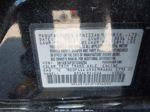 Nissan SENTRA SR 2015 3N1AB7AP3FY246254 Image 9