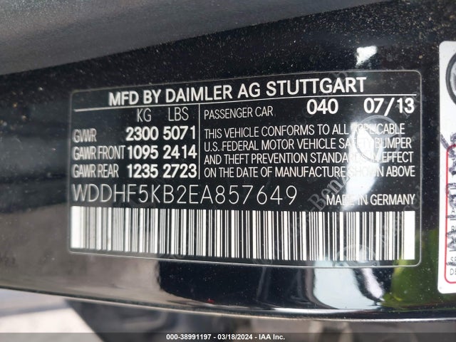 Mercedes-Benz E 350 2014 WDDHF5KB2EA857649 Image 9