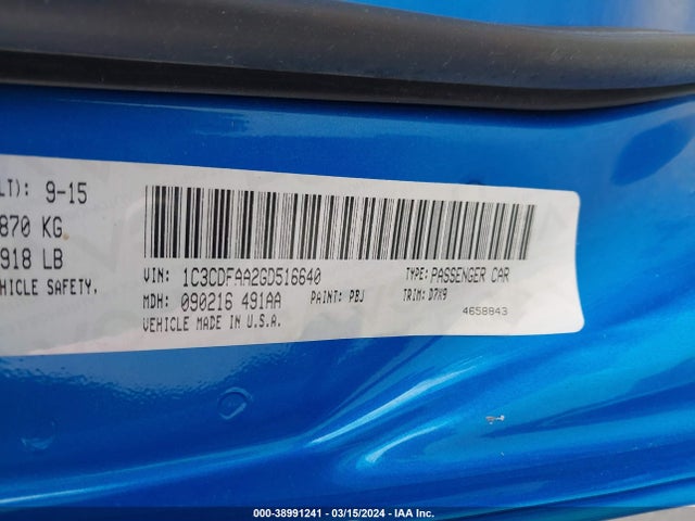Dodge DART SE 2016 1C3CDFAA2GD516640 Image 9