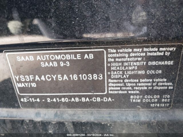 2010 SAAB 9-3 YS3FA4CY5A1610383 Photo 8