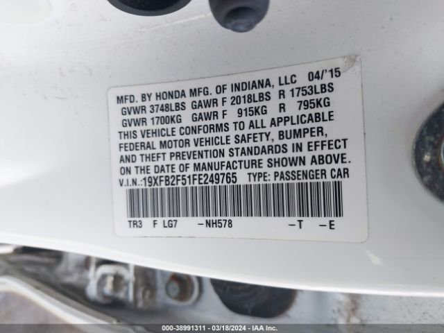 19XFB2F51FE249765 Honda Civic Lx