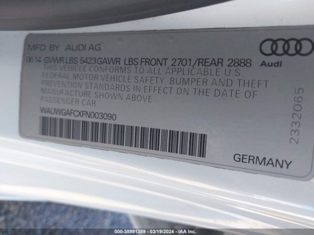 WAUWGAFCXFN003090 Audi A7 3.0t Premium Plus
