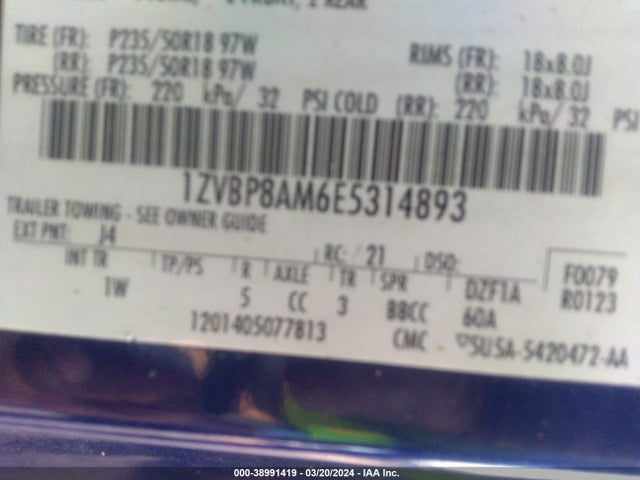Ford Mustang V6 2014 1ZVBP8AM6E5314893 Image 9