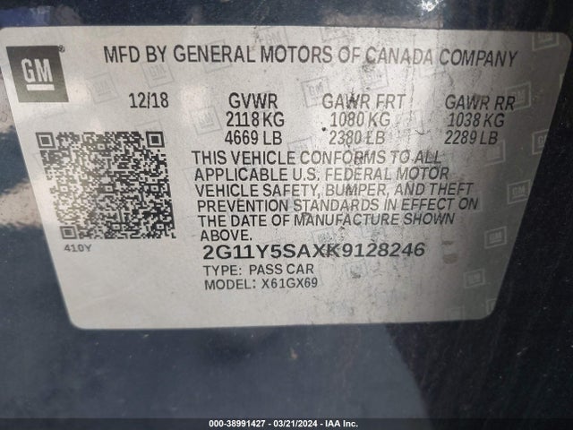 Chevrolet IMPALA LS 2019 2G11Y5SAXK9128246 Image 9