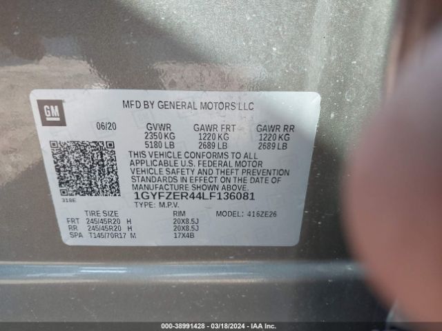1GYFZER44LF136081 Cadillac Xt4 Fwd Sport