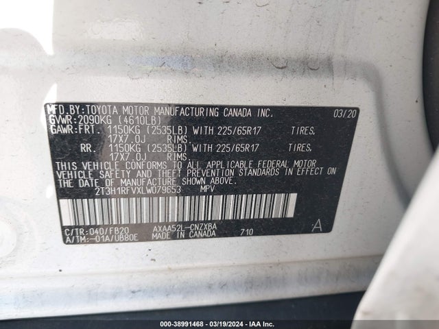 Toyota RAV4 LE 2020 2T3H1RFVXLW079653 Image 9