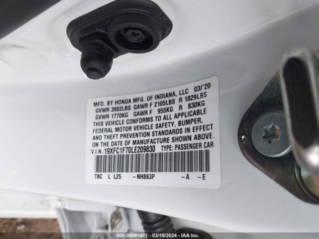 19XFC1F70LE209830 Honda Civic Ex-l