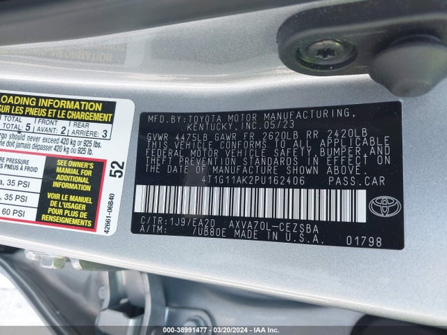 Toyota CAMRY SE 2023 4T1G11AK2PU162406 Image 9