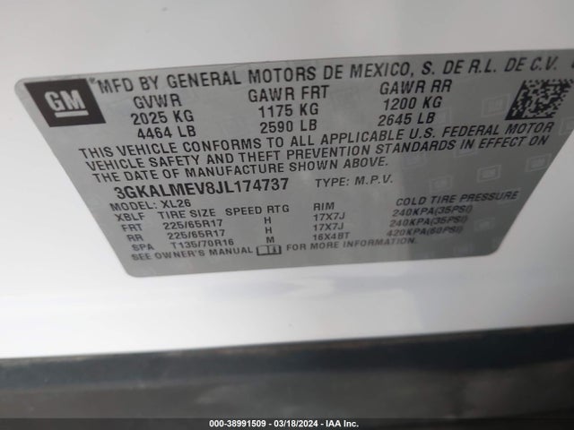 GMC Terrain Sle 2018 3GKALMEV8JL174737 Image 9