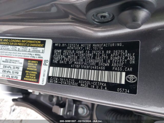 4T1BF1FK9FU485466 Toyota CAMRY XSE