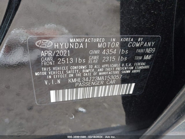Hyundai Sonata Limited 2021 KMHL34J23MA153057 Image 9