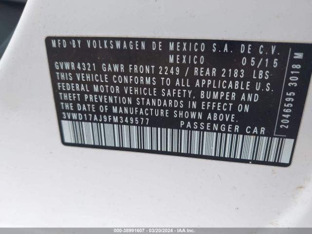 3VWD17AJ9FM349577 Volkswagen Jetta 1.8t Se