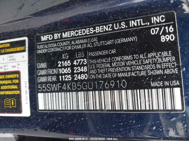 55SWF4KB5GU176910 Mercedes-Benz C 300 4matic/luxury 4matic/sport 4matic