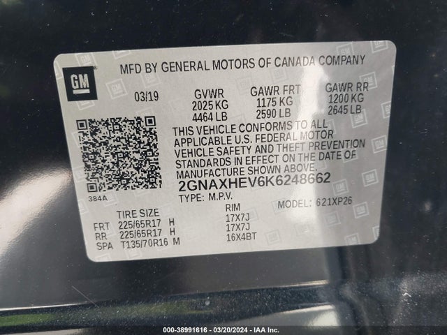Chevrolet EQUINOX LS 2019 2GNAXHEV6K6248662 Image 9
