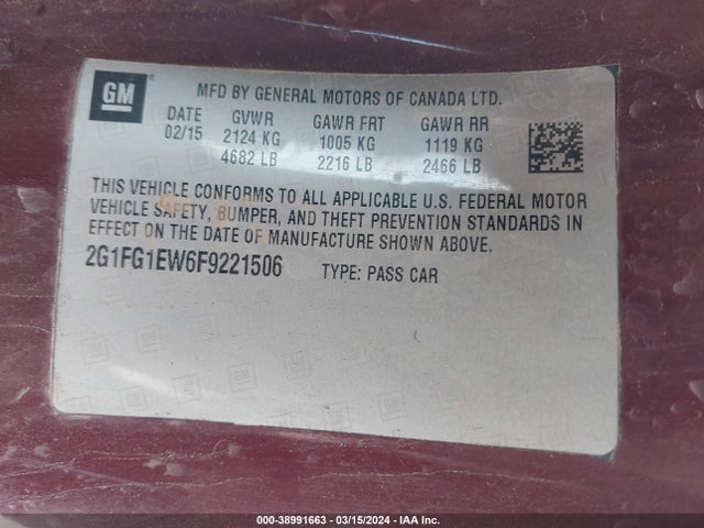 Chevrolet Camaro 1ss 2015 2G1FG1EW6F9221506 Image 9