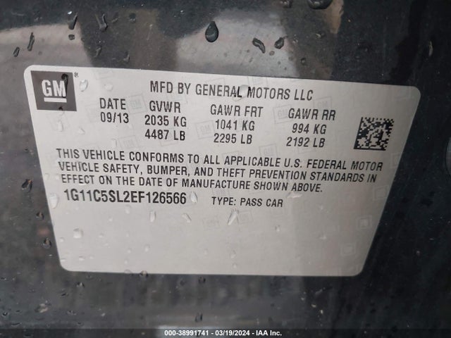 Chevrolet MALIBU 1LT 2014 1G11C5SL2EF126566 Image 9