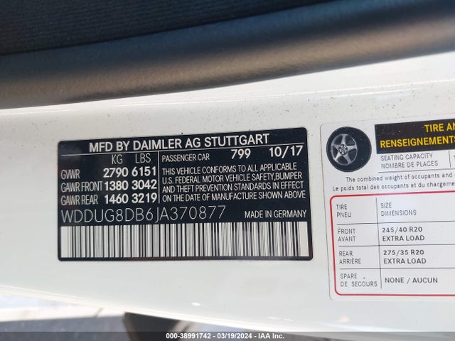 Mercedes-Benz S 560 2018 WDDUG8DB6JA370877 Image 9