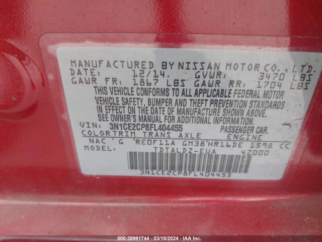 Nissan Versa Note S (sr)/s Plus/sl/sr/sv 2015 3N1CE2CP8FL404455 Image 9