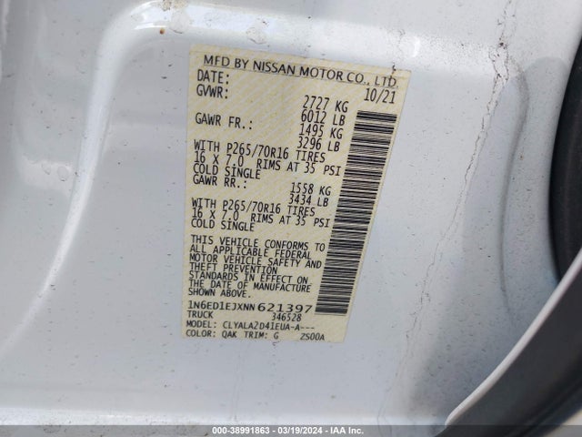 Nissan Frontier S 4x2 2022 1N6ED1EJXNN621397 Image 9