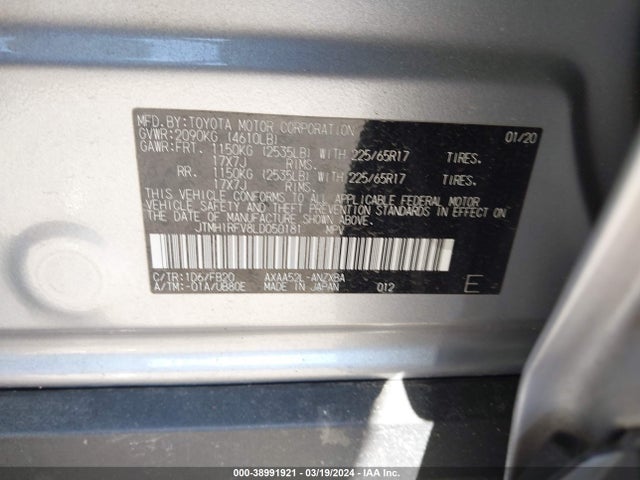 Toyota RAV4 LE 2020 JTMH1RFV8LD050181 Image 9