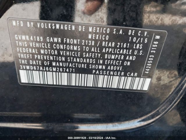 3VWD67AJ6GM267471 Volkswagen Jetta 1.4t Se