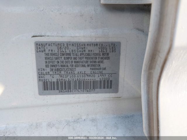 3N1AB8CV7LY276077 Nissan Sentra Sv Xtronic Cvt