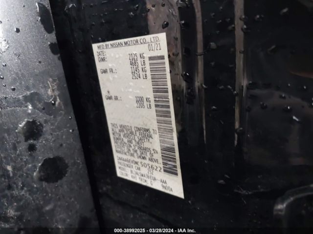 1N4AA6EV0MC505622 Nissan Maxima Sr Xtronic Cvt